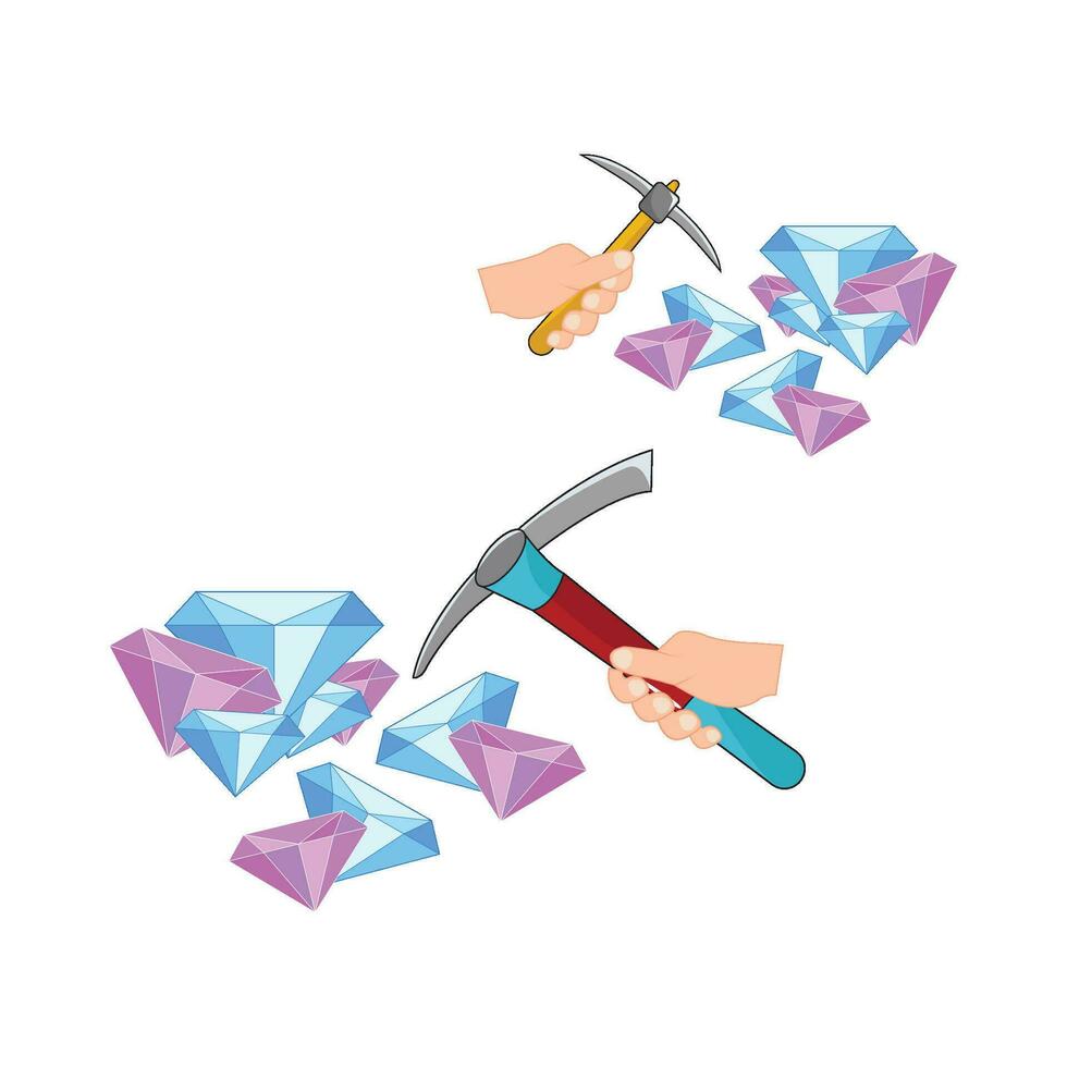 hammer with diamond illustration vector