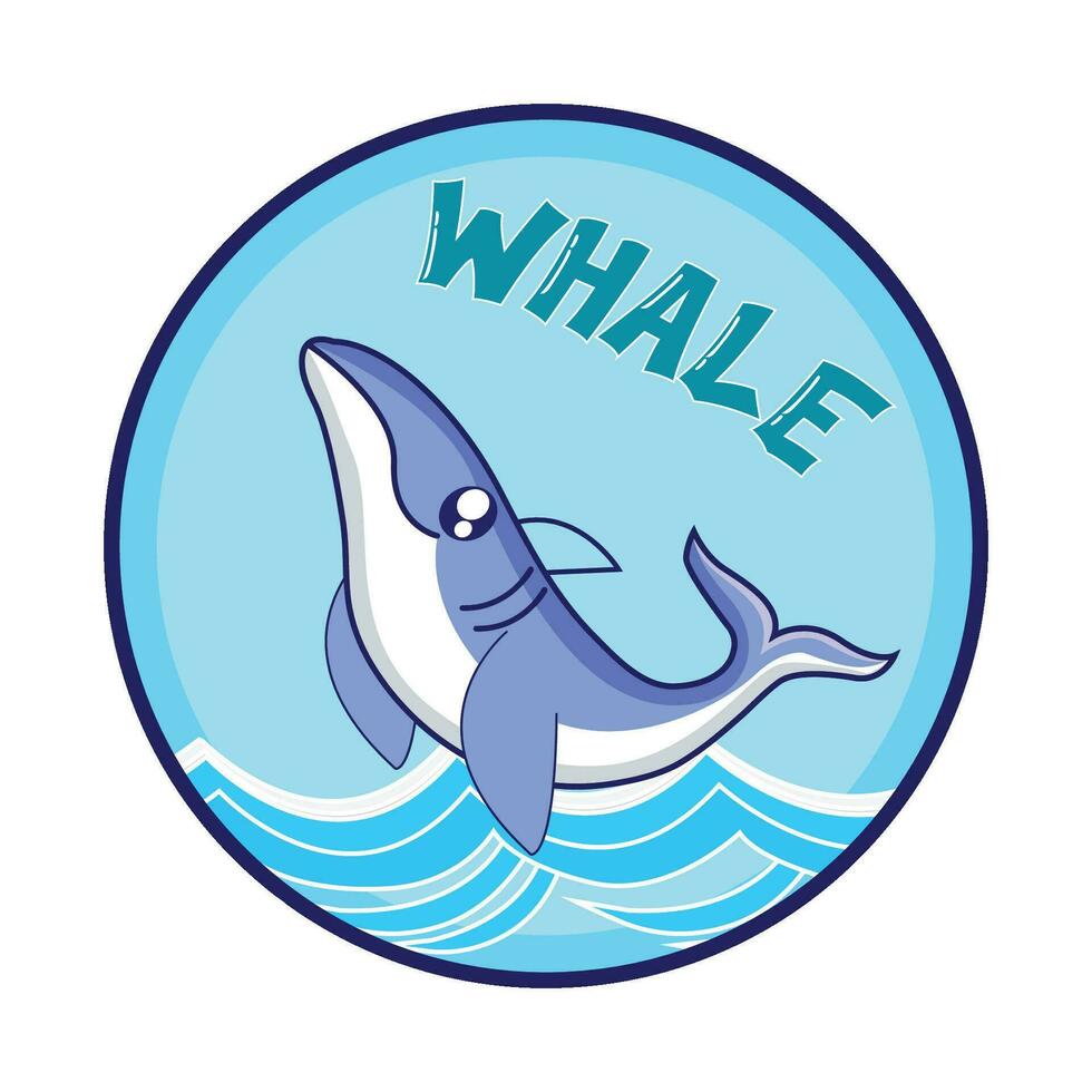 ballena con mar en botón ilustración vector