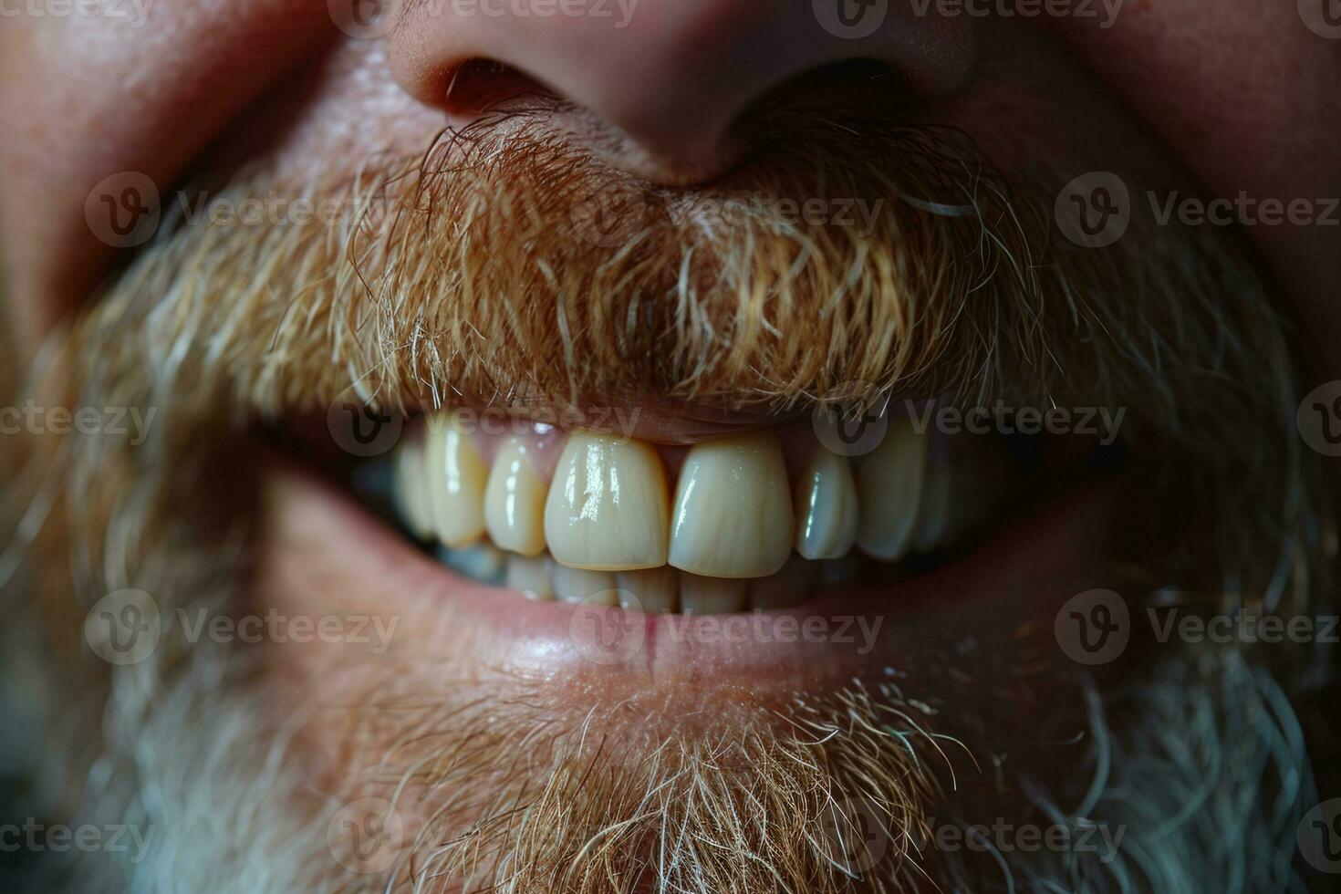 ai generado cerca arriba Disparo de sonriente barbado mayor hombre foto