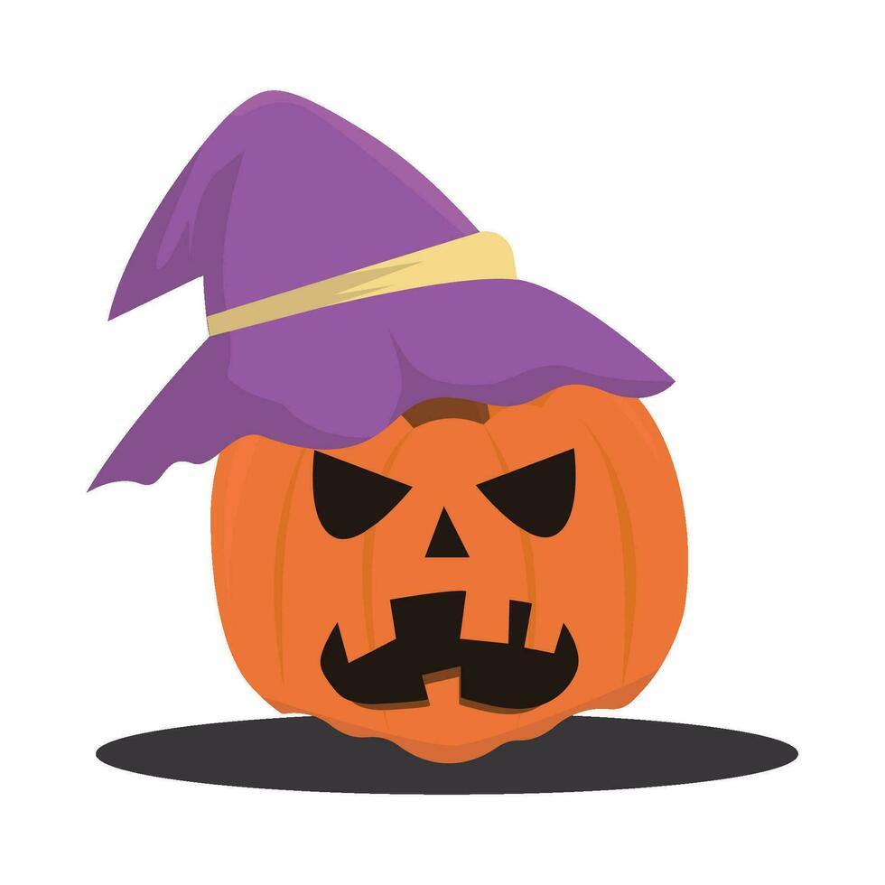 sombrero bruja en calabaza ilustración vector