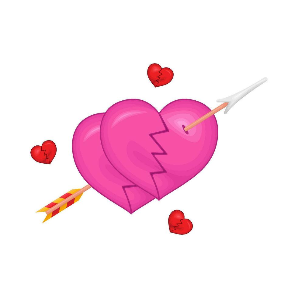 flecha en roto corazón ilustración vector