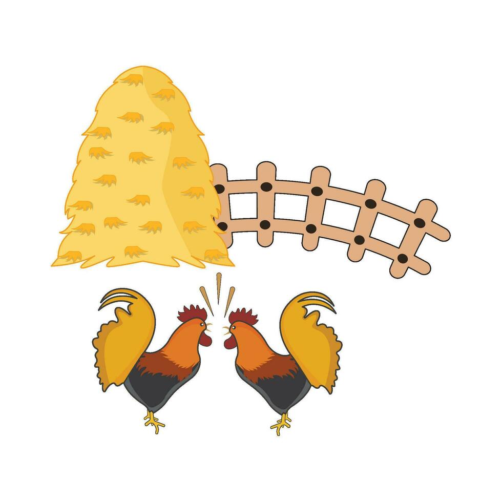 rooster with chicken food illustration vector