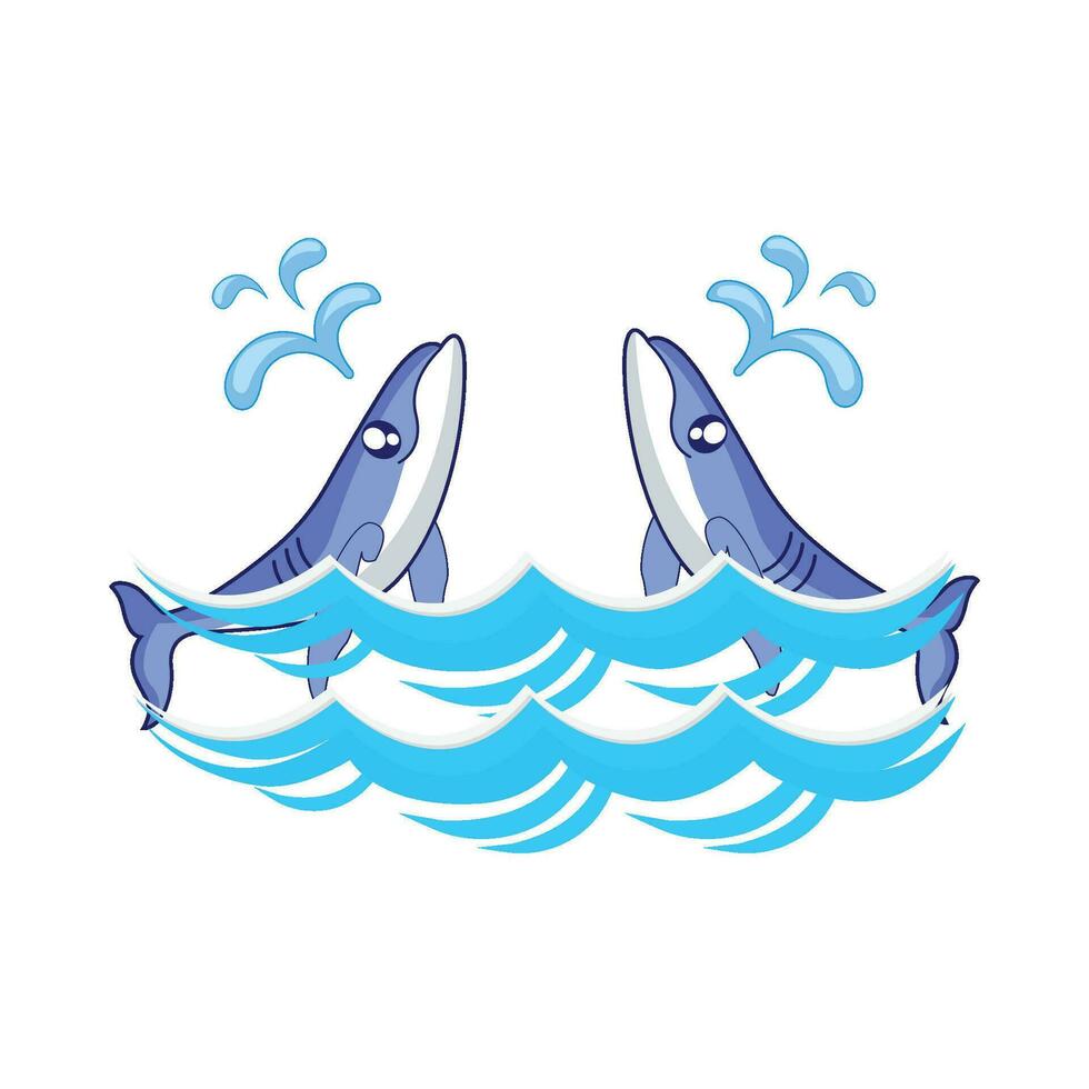 ballena con mar ola ilustración vector