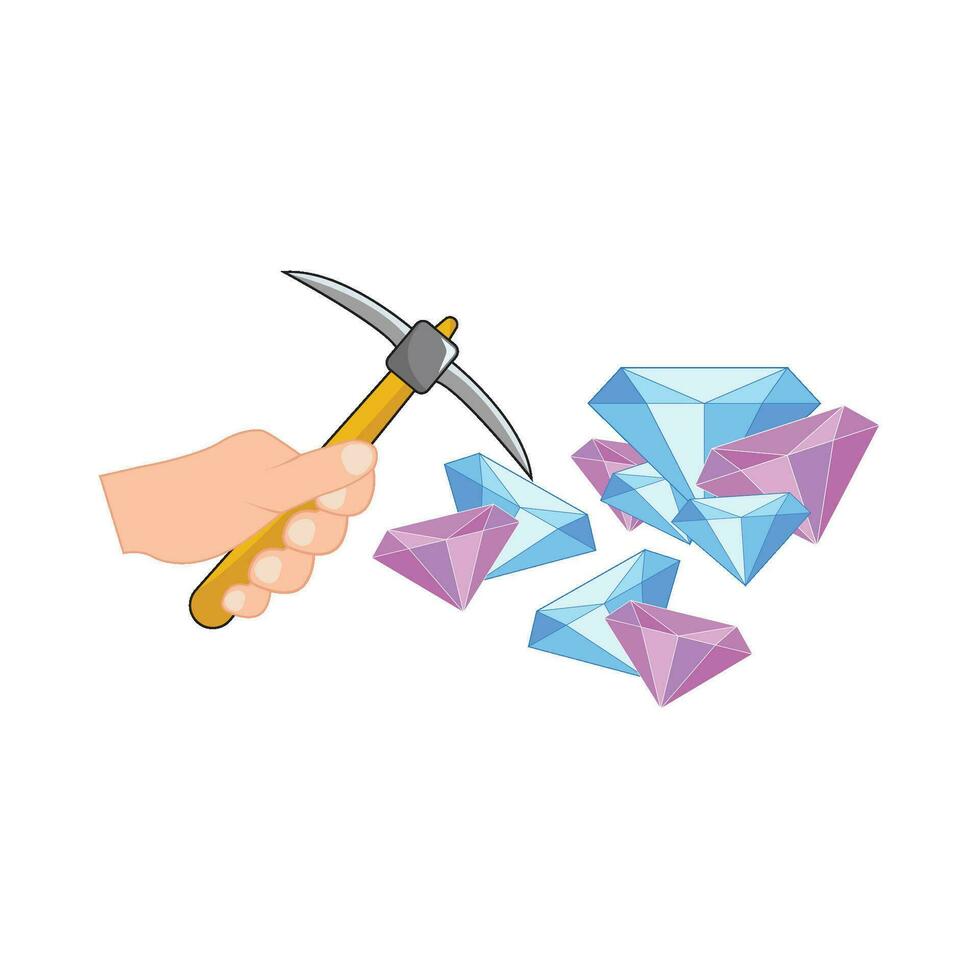 hammer with diamond illustration vector
