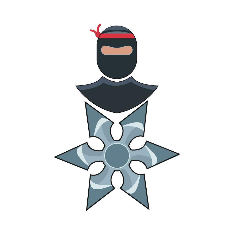 shuriken with ninja japan illustration vector