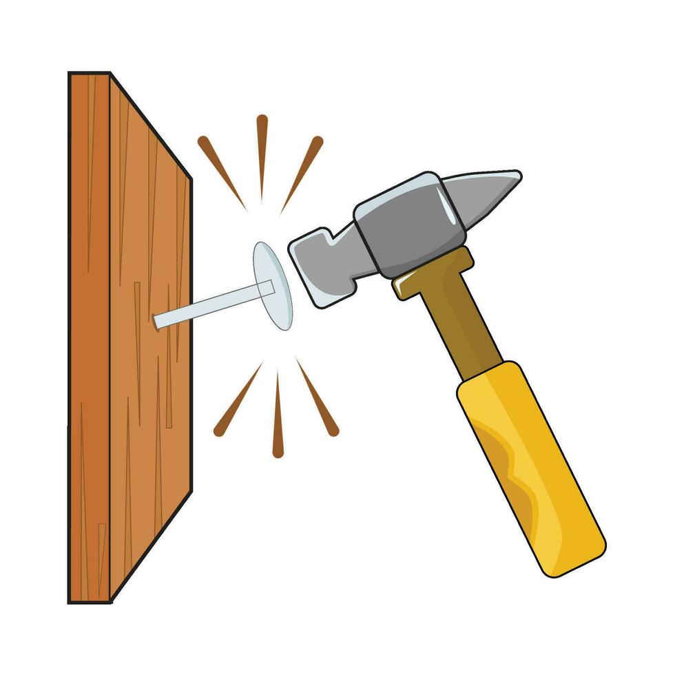 martillo con uña en de madera ilustración vector