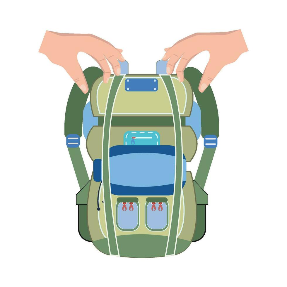 backpack in hand illustration vector