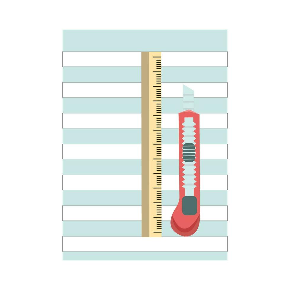 ruler with cutter in paper illustration vector