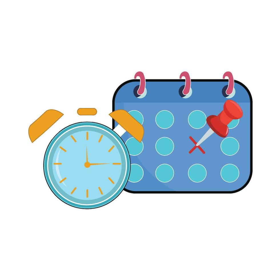 calendar with clock time illustration vector