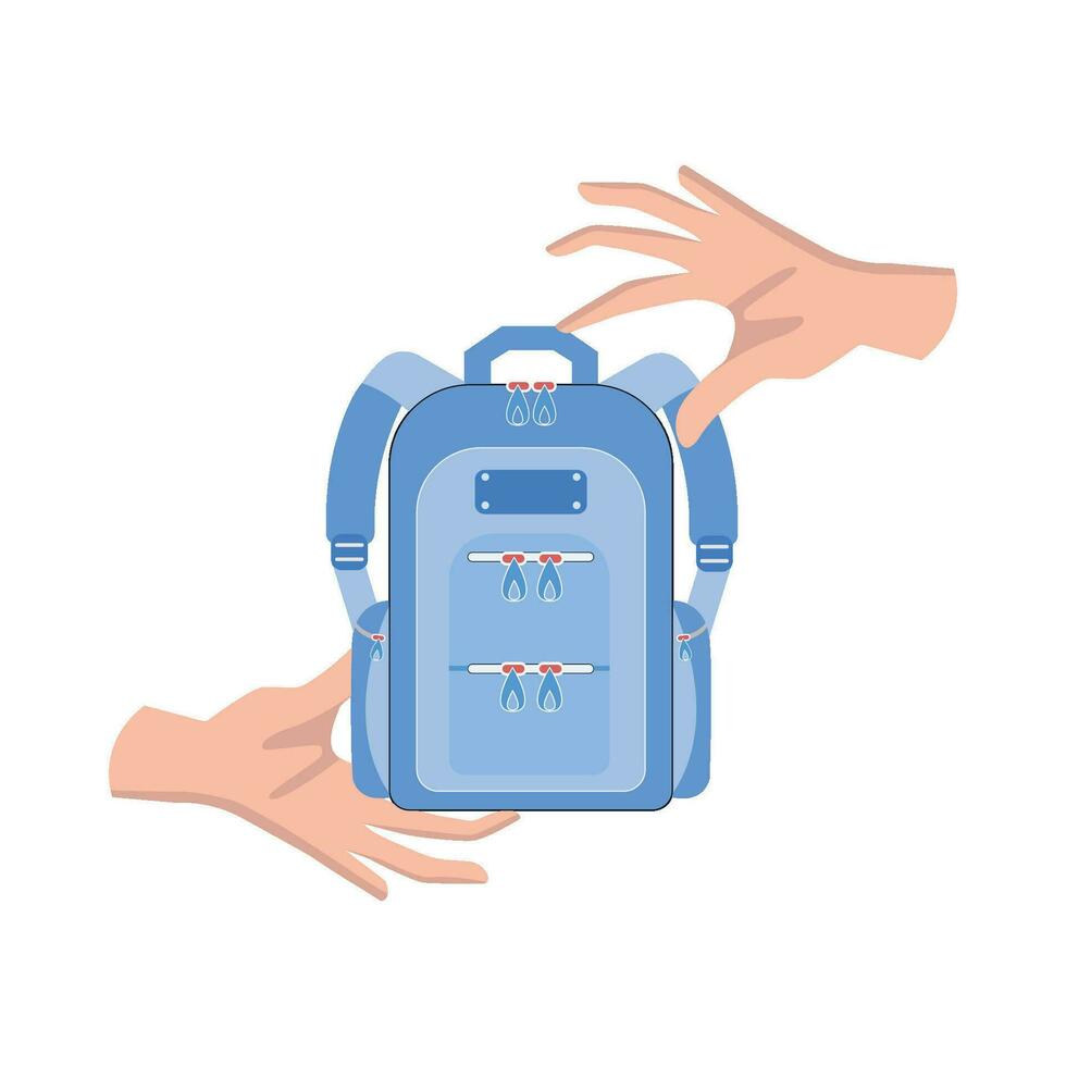 backpack in hand illustration vector