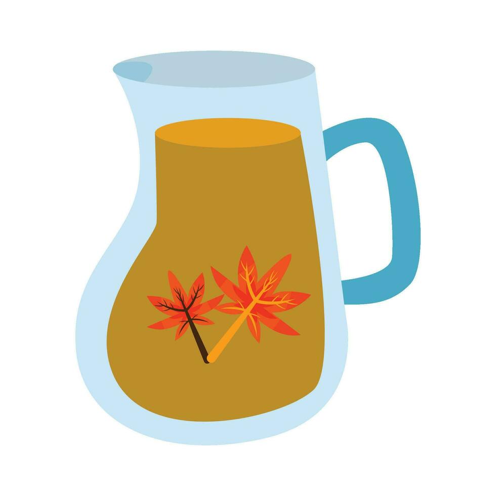 teapot maple drink illustration vector