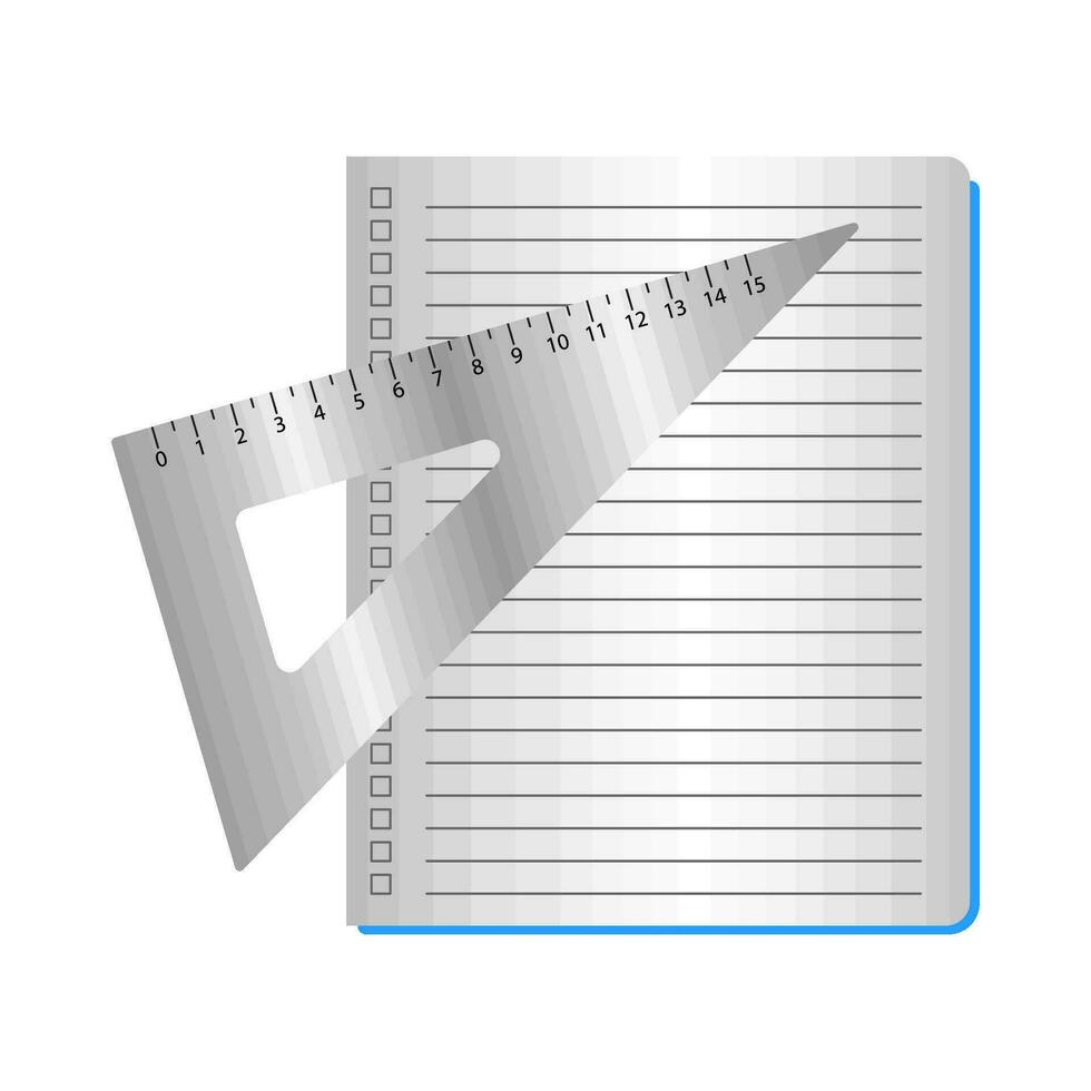 triangle ruler in book illustration vector