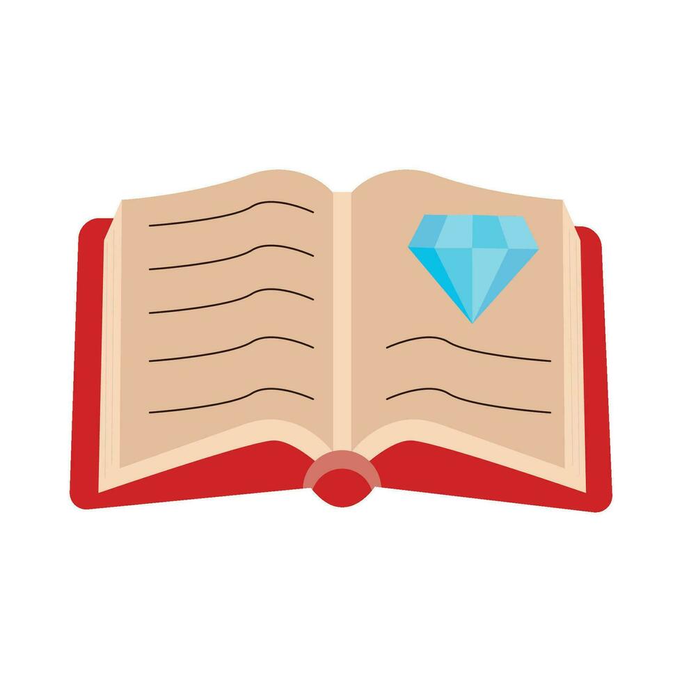 diamond in open magic book illustration vector