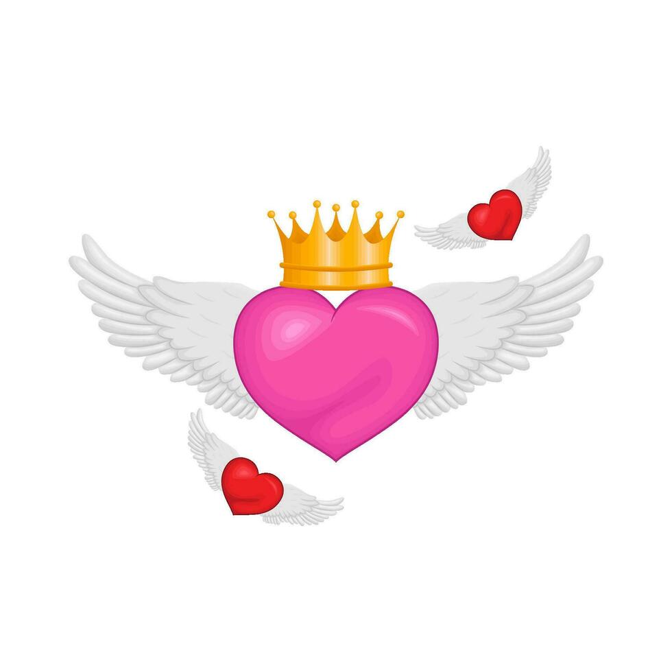 crown in love fly illustration vector