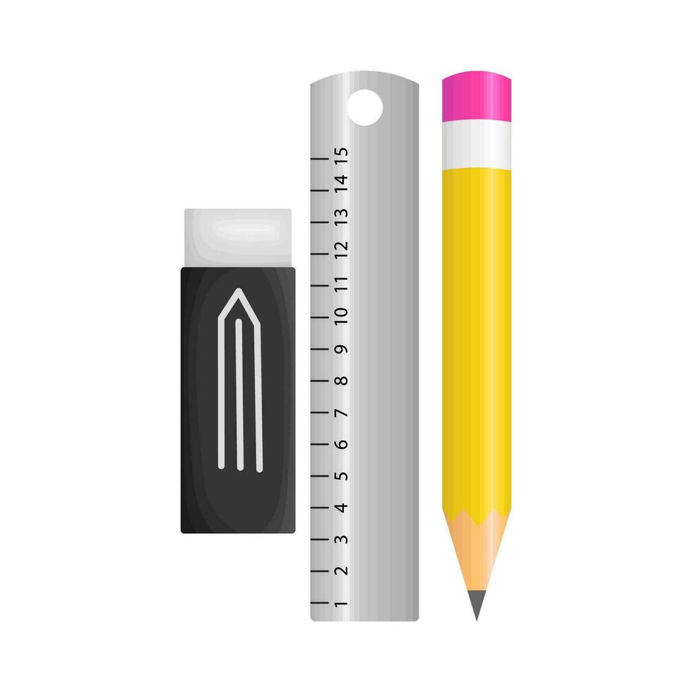 ruler, pencil with eraseer illustration vector