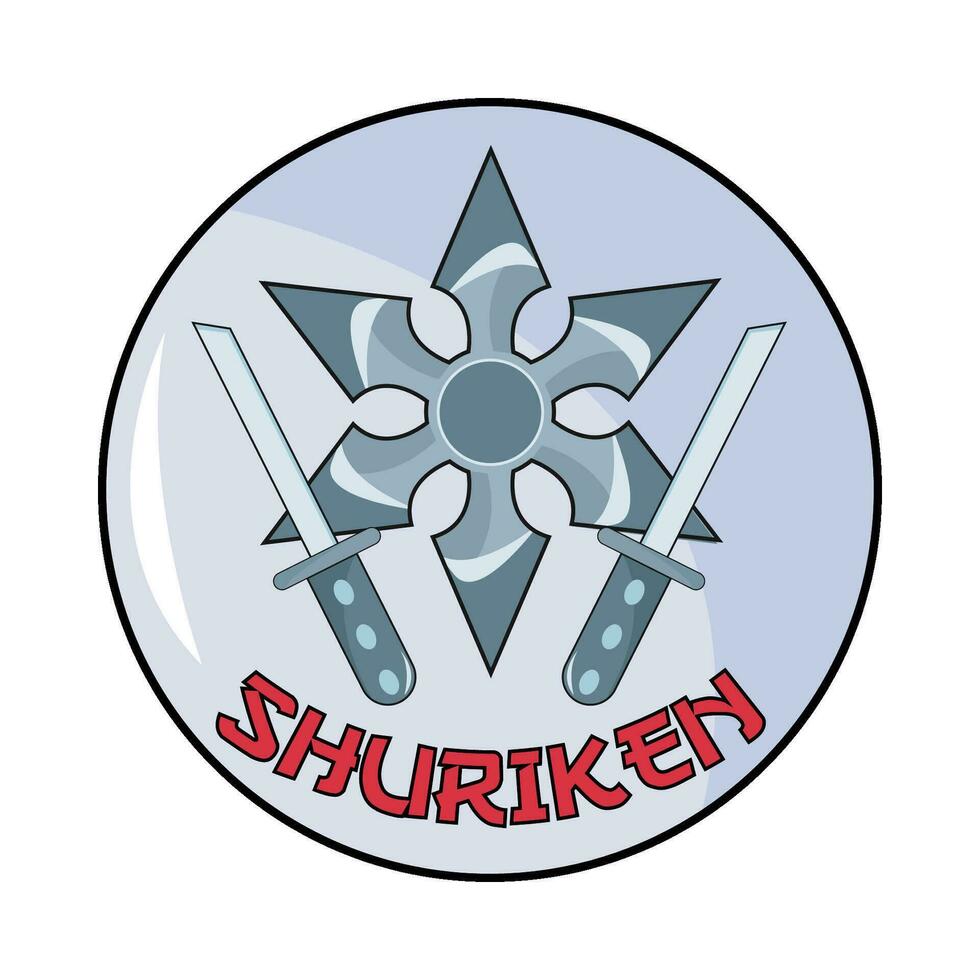 shuriken with samurai  in button illustration vector