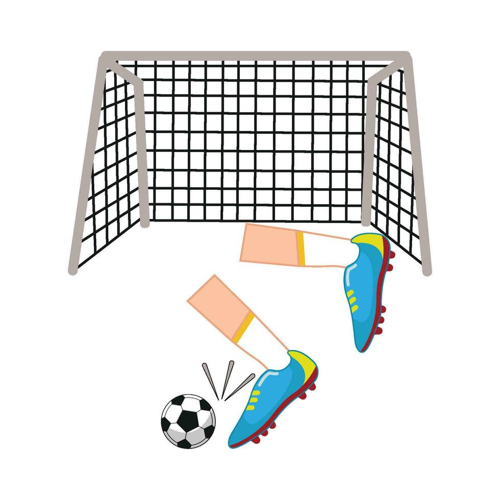 playing football with goal net illustration vector