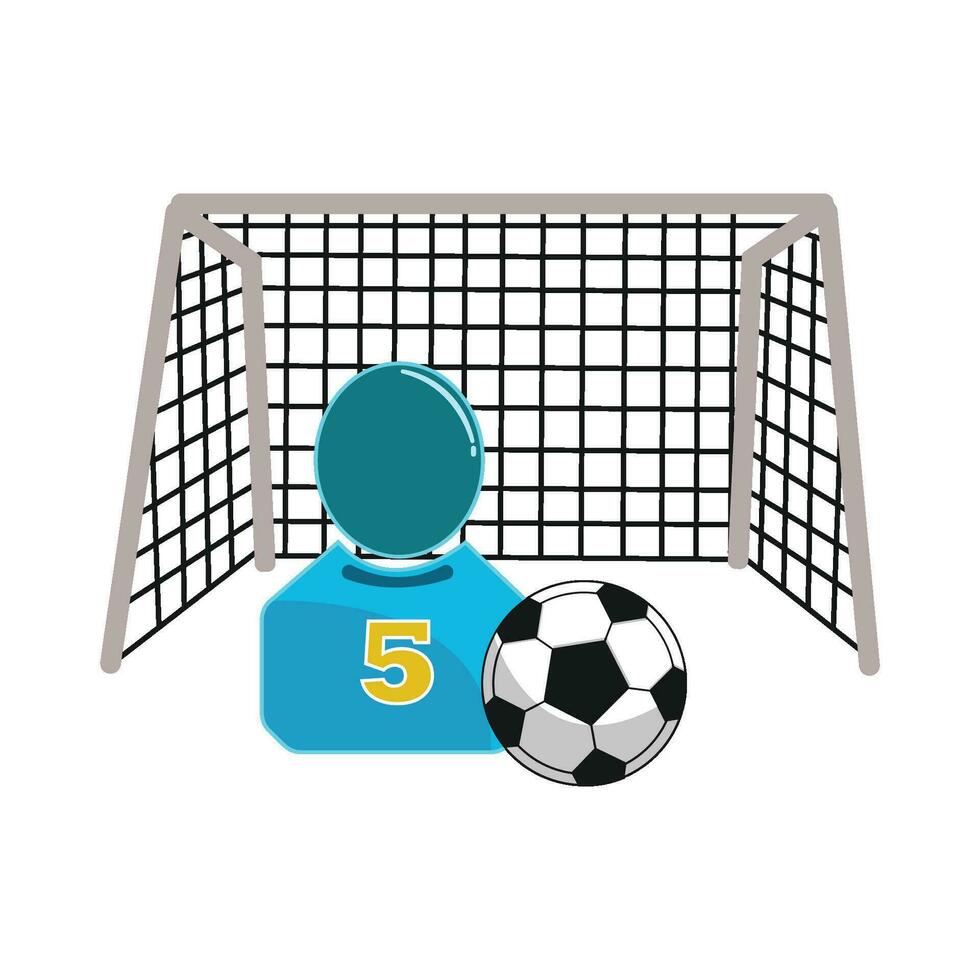soccer playing, soccerball with goal net illustration vector