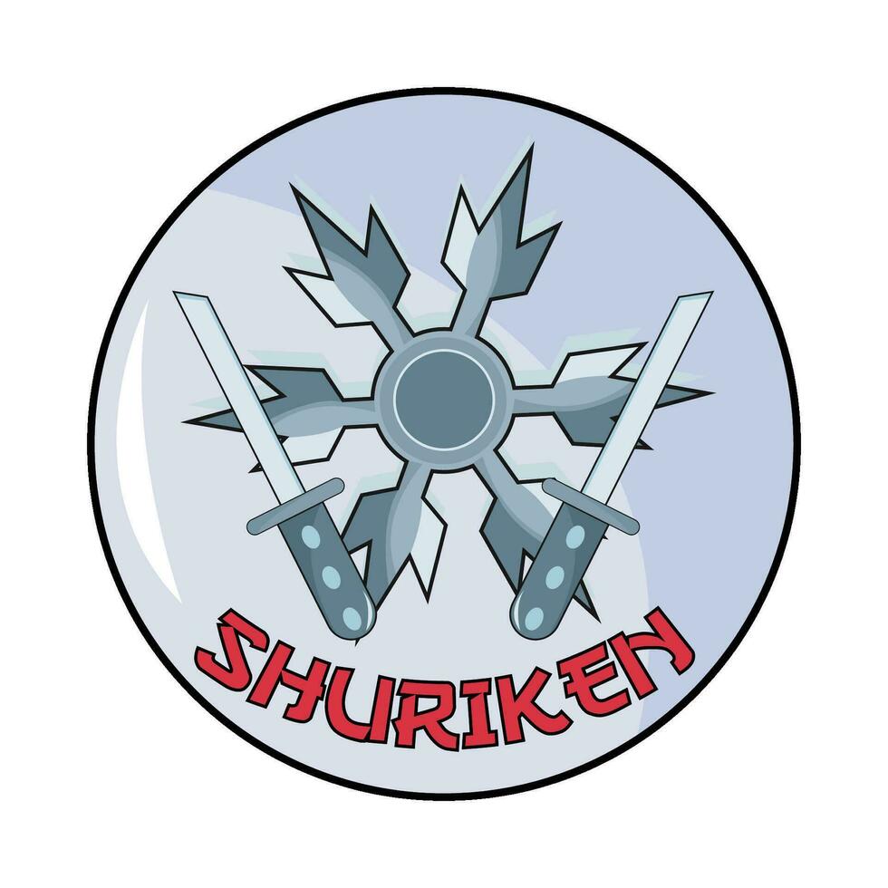 shuriken with samurai  in button illustration vector