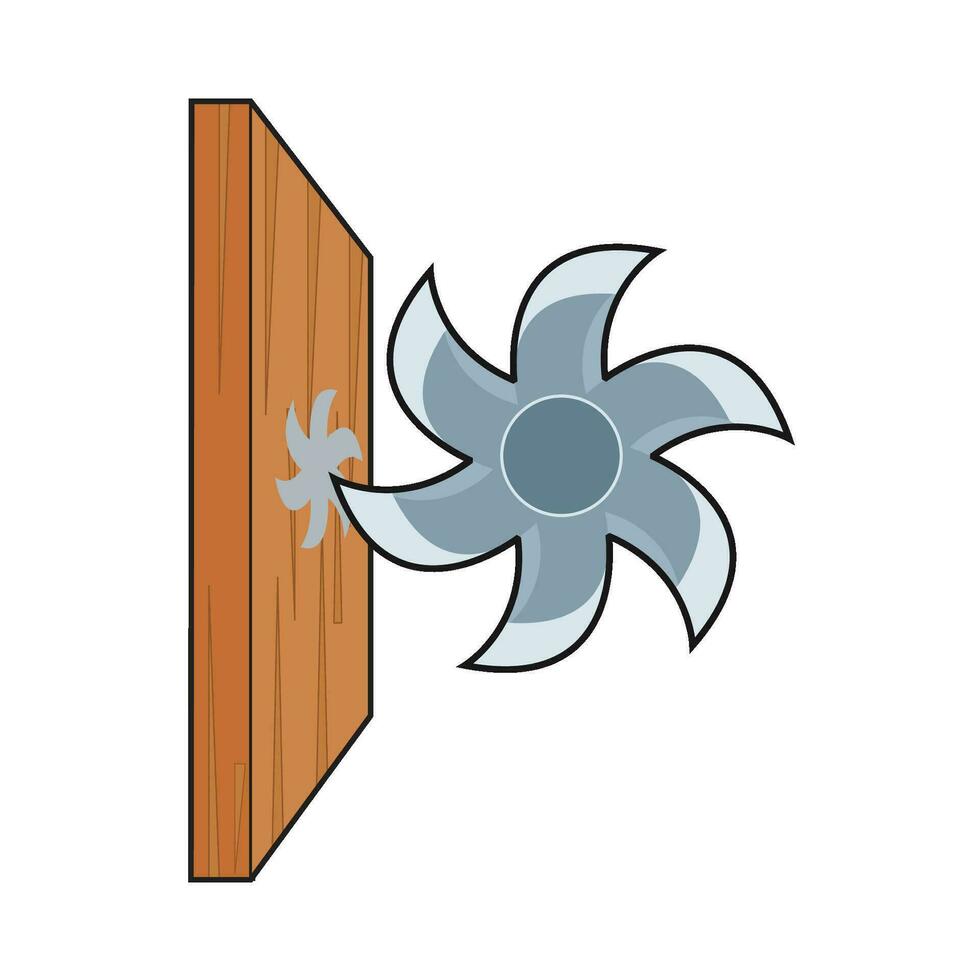 shuriken in wooden illustration vector