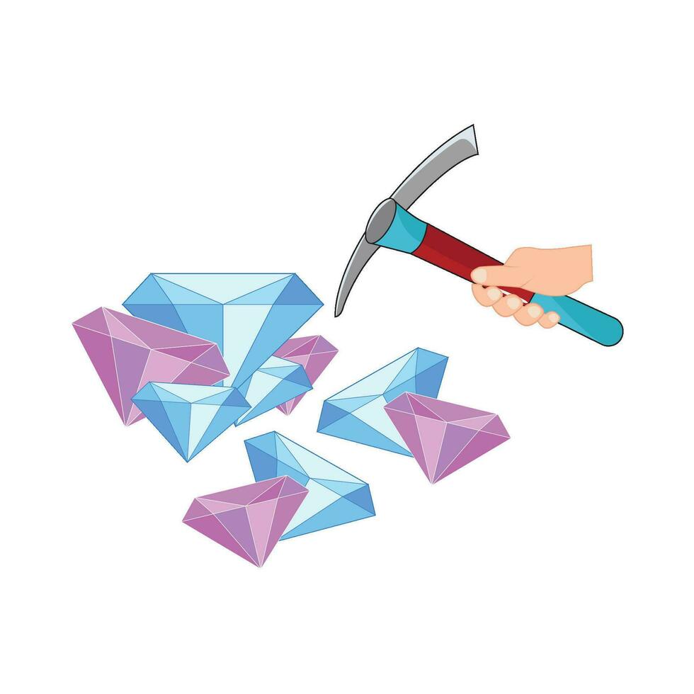 hammer with diamond illustration vector