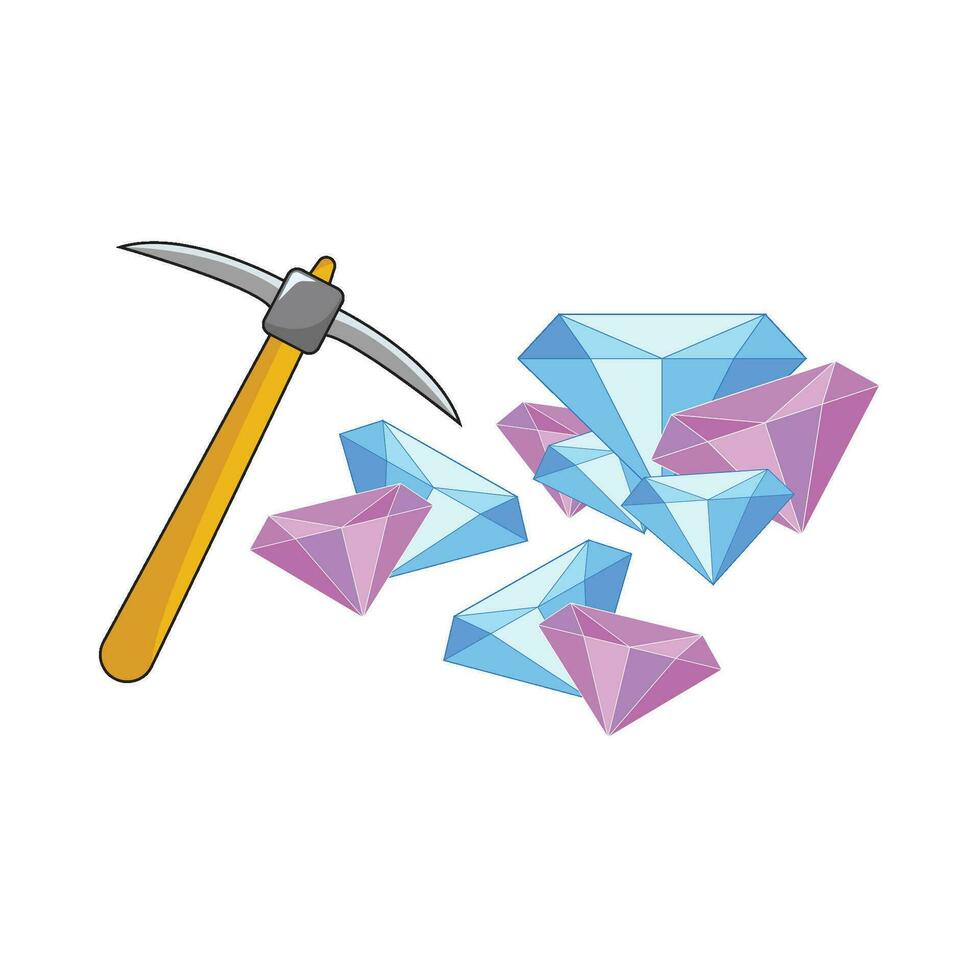 hammer with diamond illustration vector
