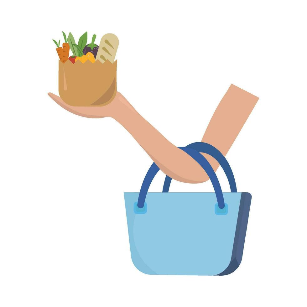 shopping bag in hand illustration vector