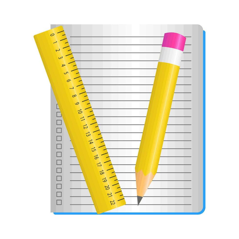 ruler with pencil in book illustration vector