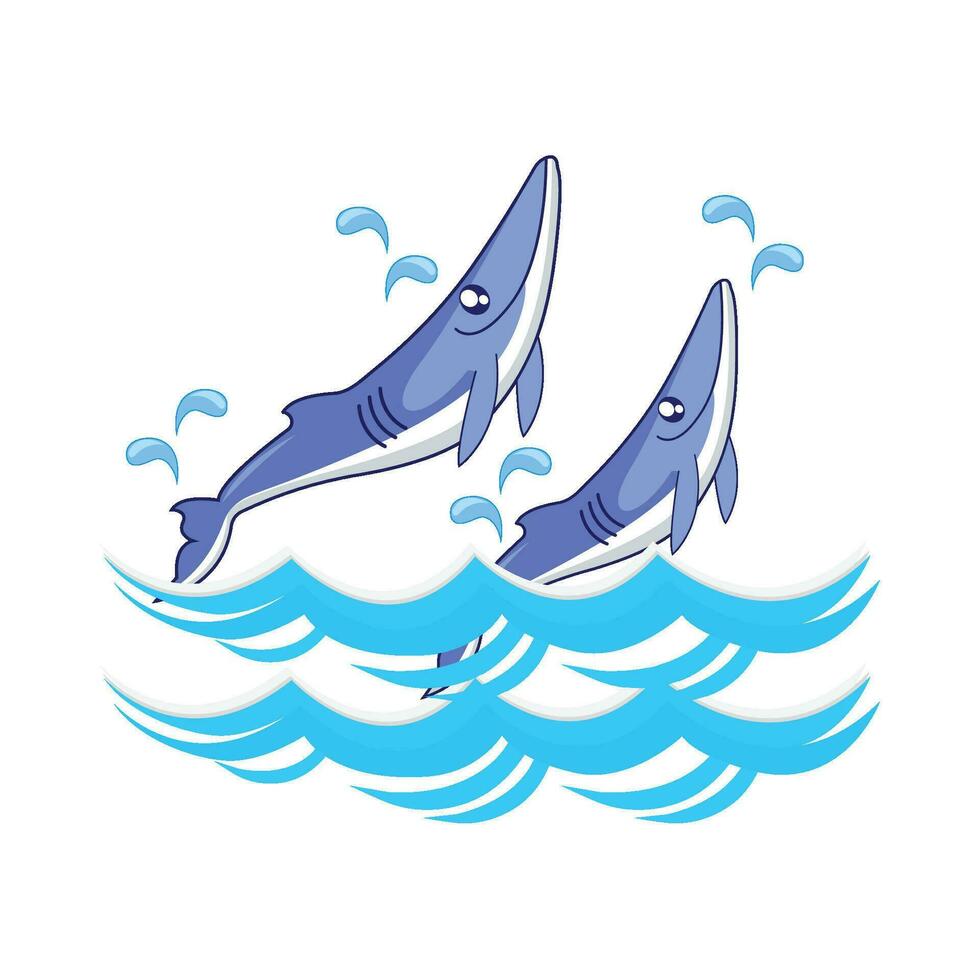 ballena con mar ola ilustración vector