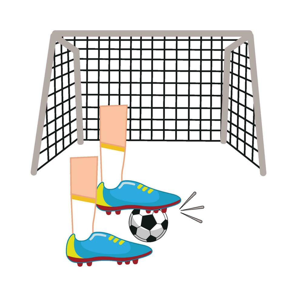 playing football with goal net illustration vector