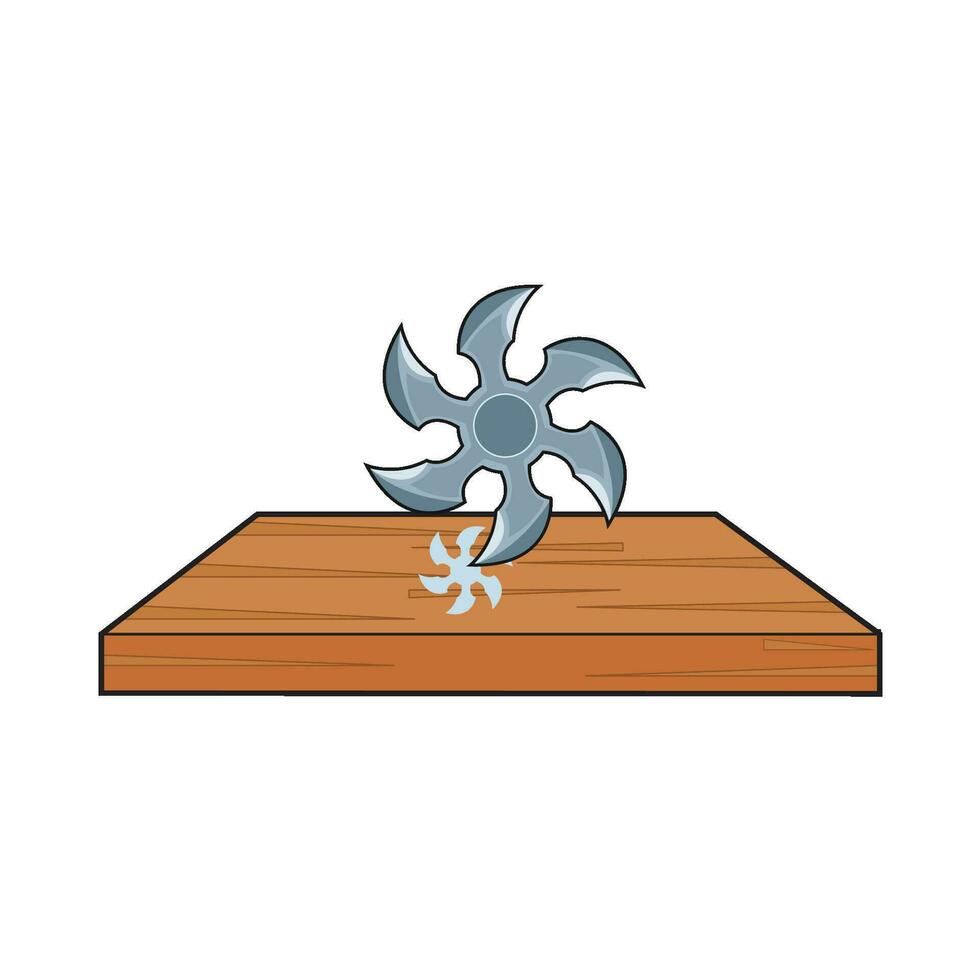 shuriken in wooden illustration vector