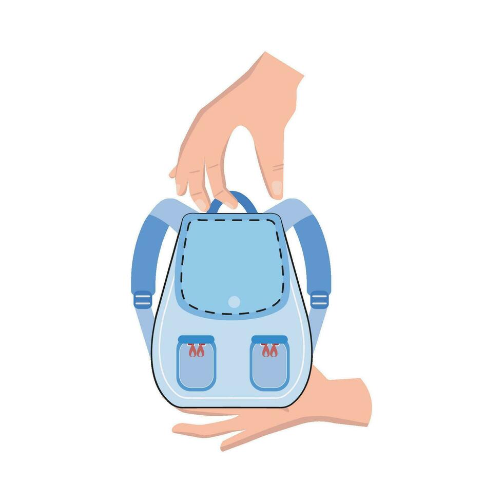 backpack in hand illustration vector