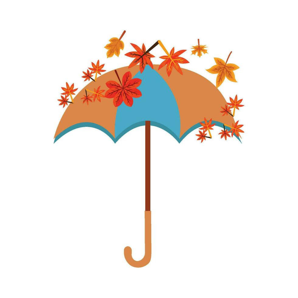maple autumn with umbrella illustration vector