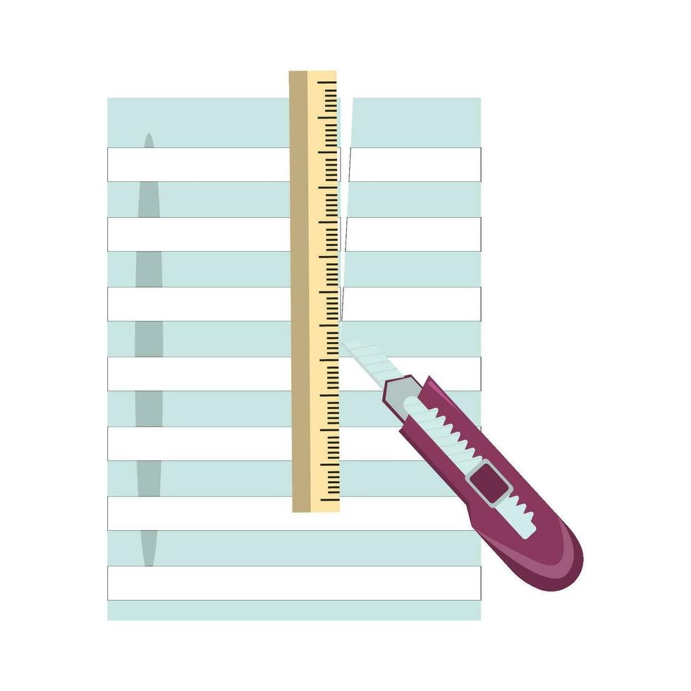 ruler with cutter in paper illustration vector