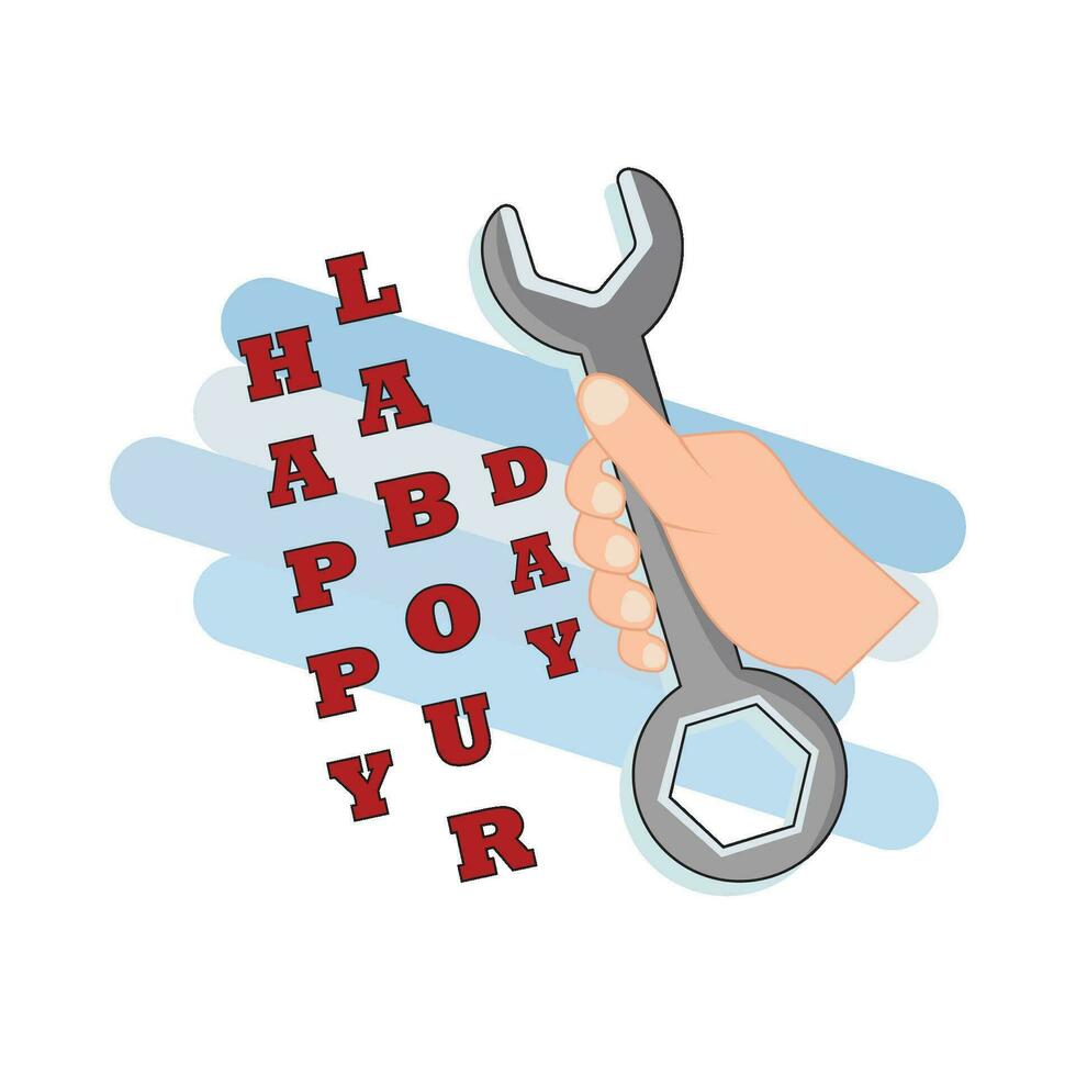 wrench tools with labour day text illustration vector