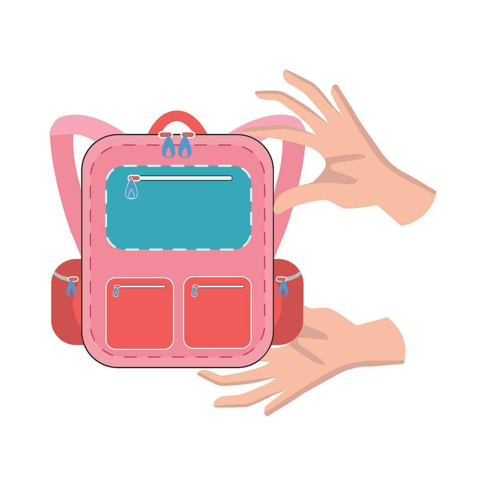 backpack school in hand illustration vector