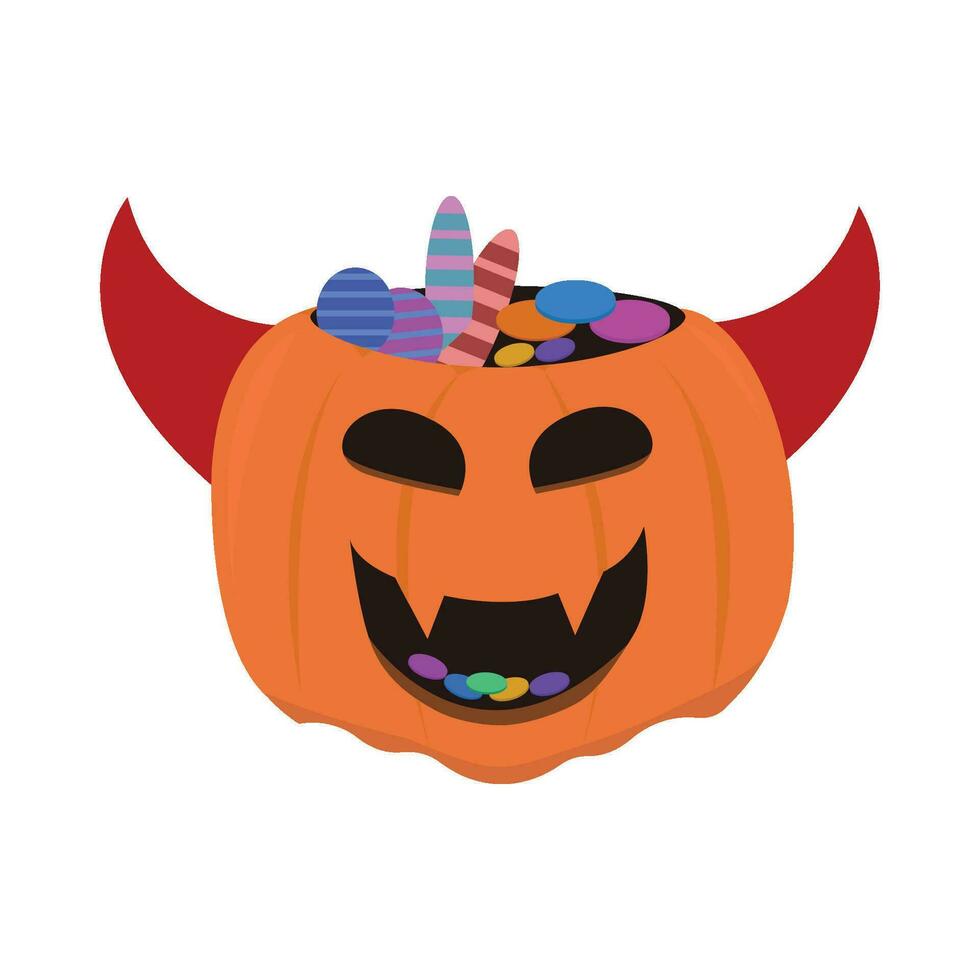 bucket candy pumpkin illustration vector