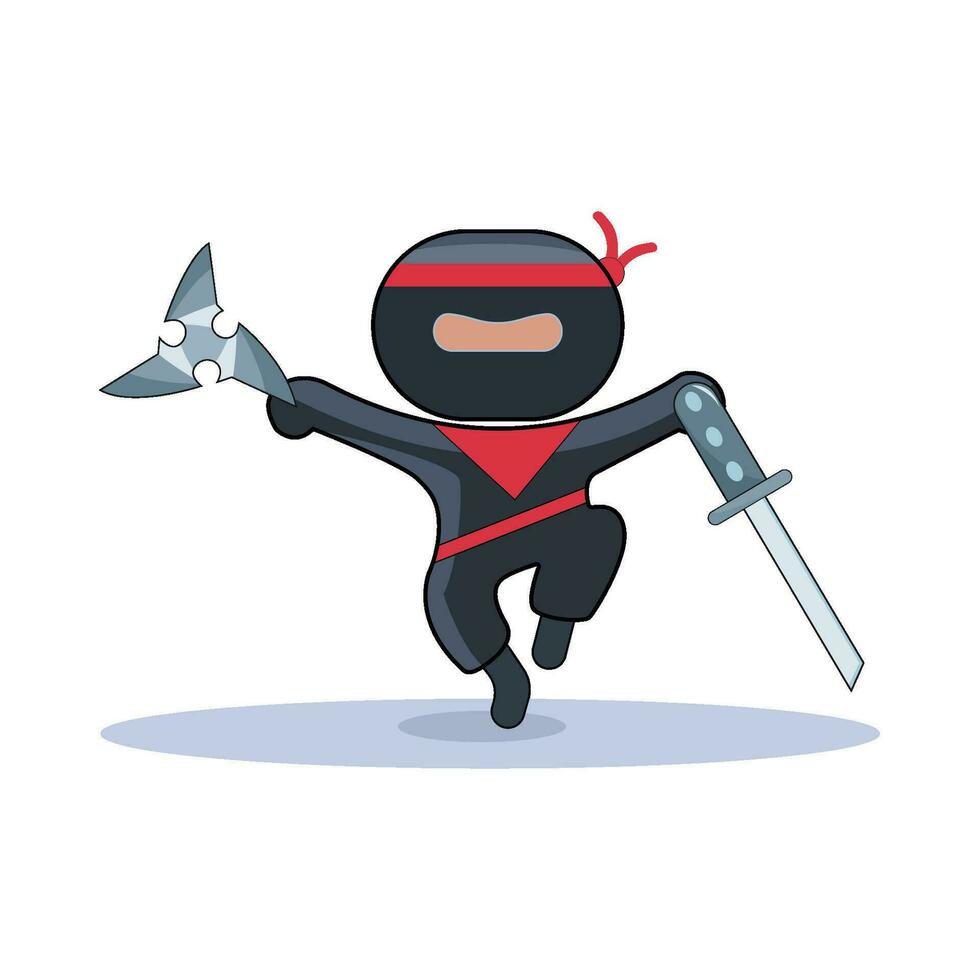 shuriken with samurai in ninja japan illustration vector