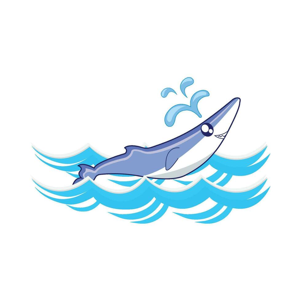 whale with sea wave illustration vector