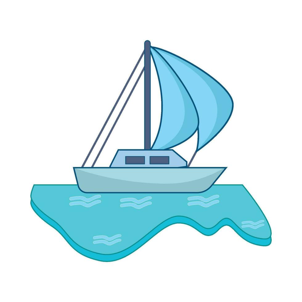 barco en mar ilustración vector