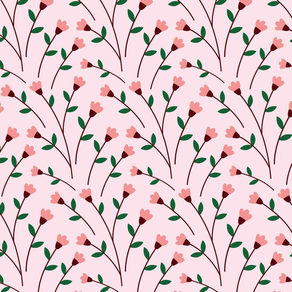 Delicate pink flowers, seamless pattern. Colorful floral seamless pink background. vector