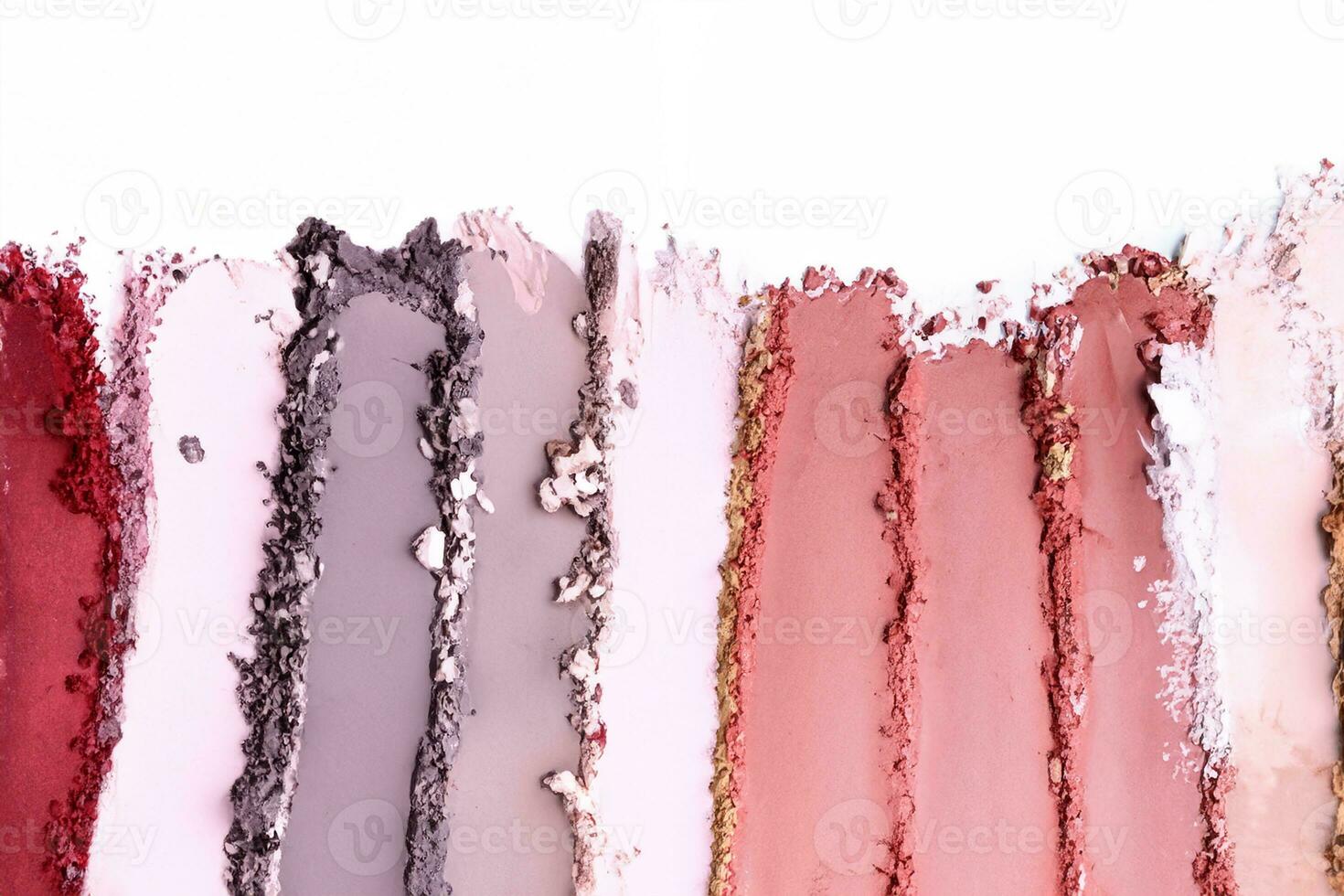 Samples of cosmetic powder on white background photo