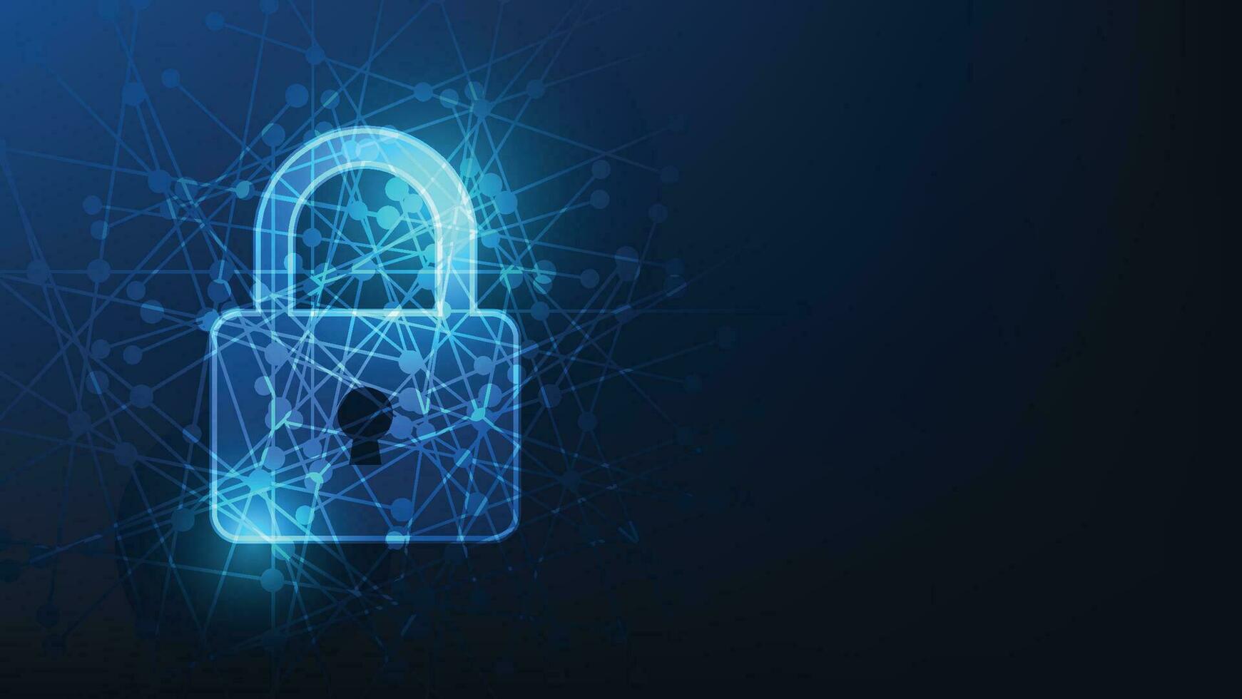 digital lock symbol on dark blue background. cyber security and privacy network concept vector