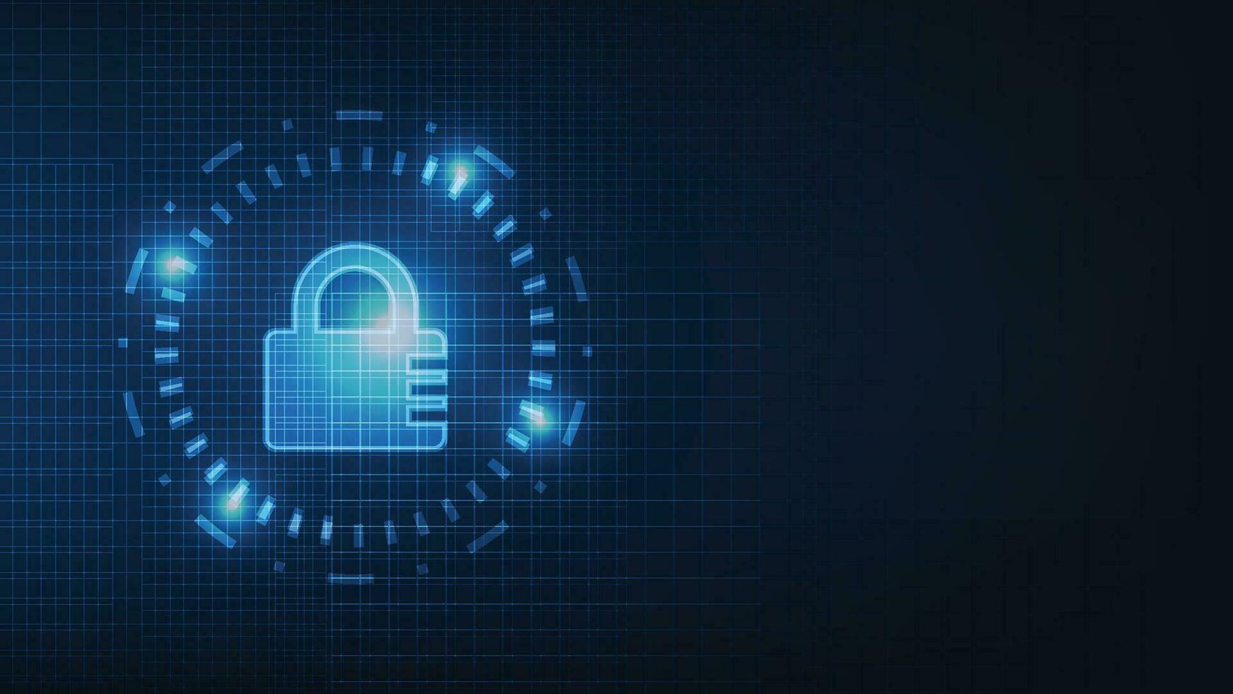 digital lock symbol on dark blue background. cyber security and privacy network concept vector