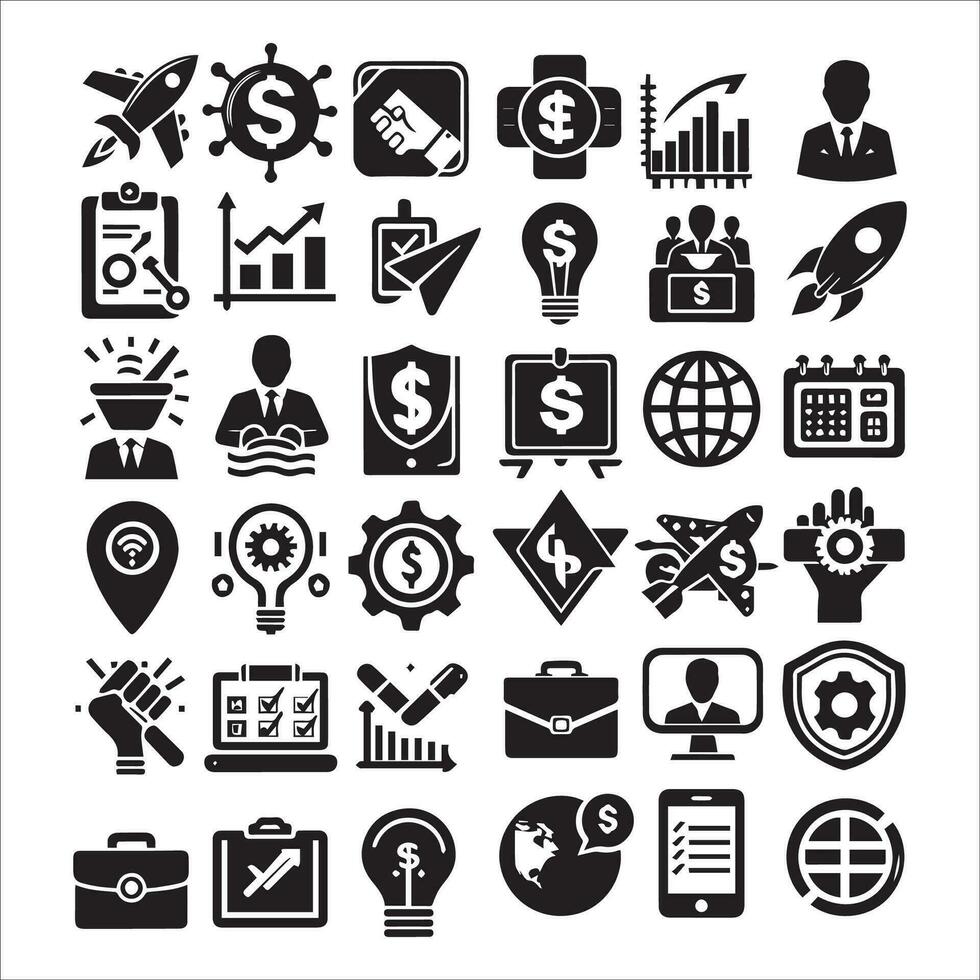 business and finance icons set, vector graphic design illustration