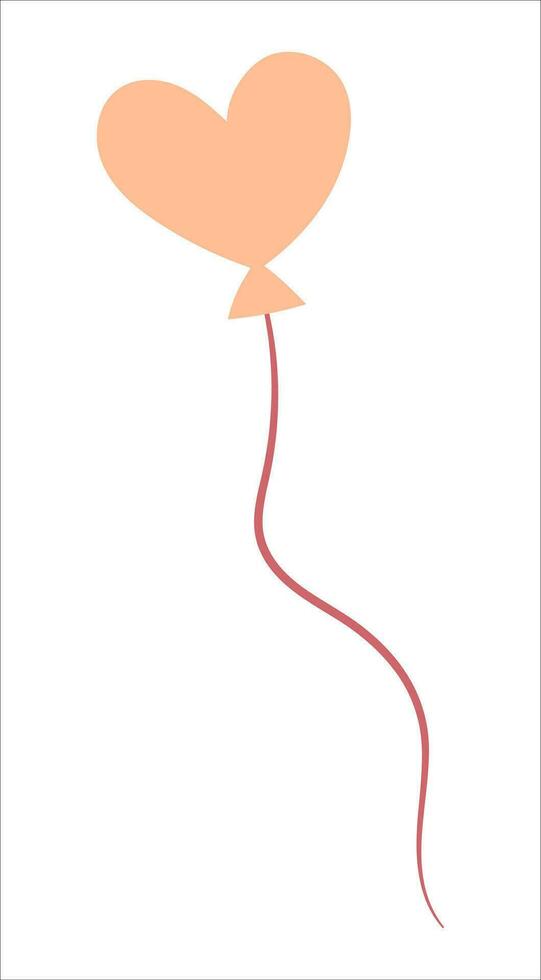 Hand draw Valentine's day heart balloon. Peach fuzz, pink and red colors. Vector illustration on white background.Doodle style.Cute and soft design. For postcard, wrapping, package, wallpaper,banner.