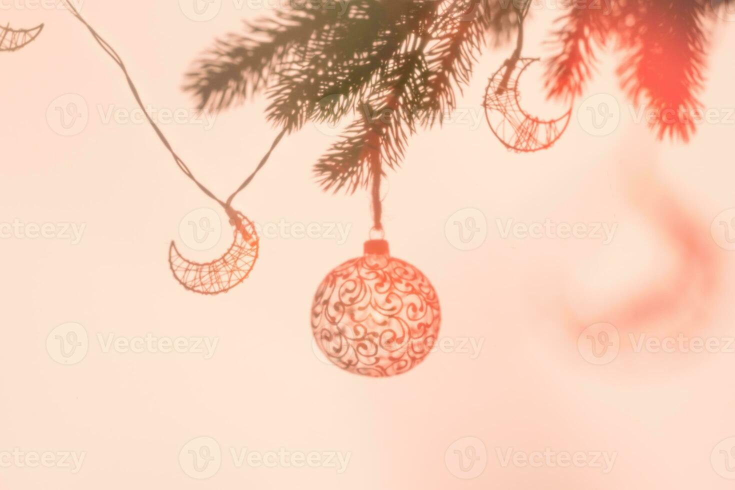 Christmas ball on Christmas tree, creative photo, new year, christmas photo