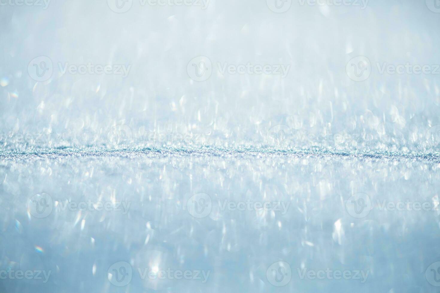 natural winter background, fresh fluffy snow, sun glare photo