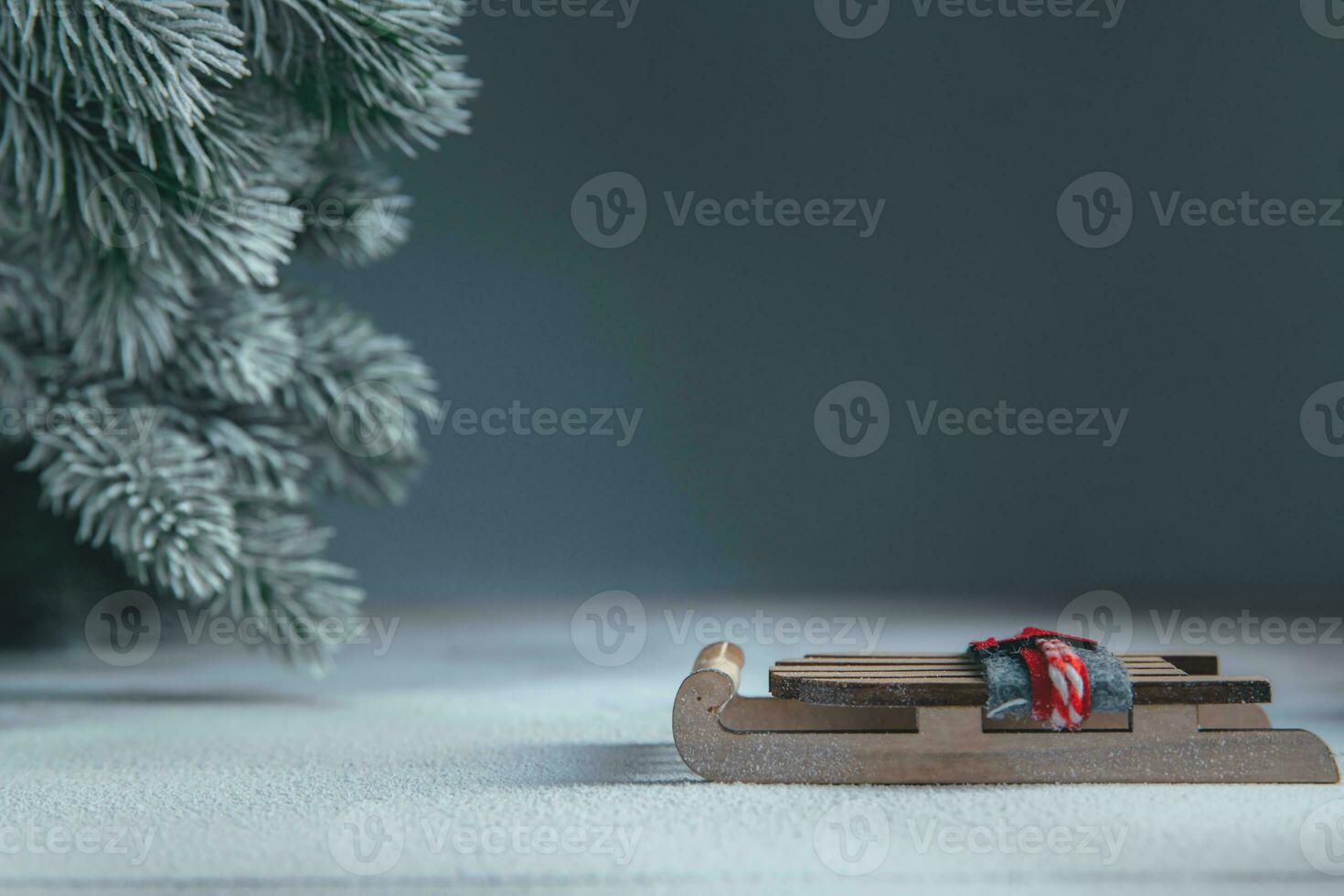 a sleigh in the snow. christmas, new year background photo