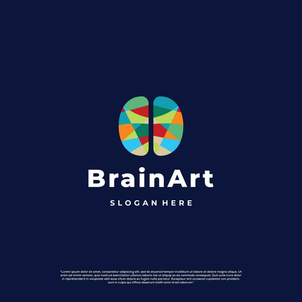 Abstract brain logo, Brain art logo design illustration vector